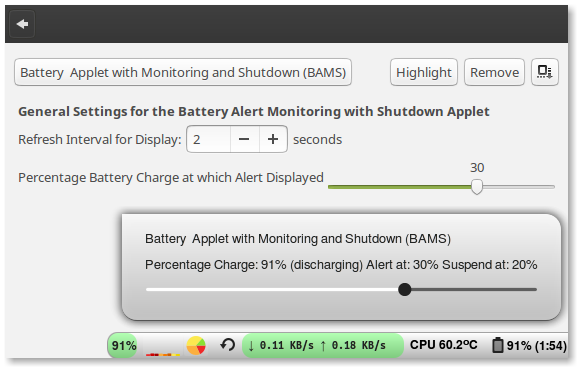 Applets Battery Applet with Monitoring and Shutdown BAMS